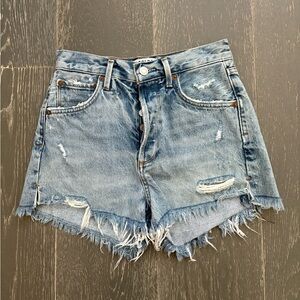 agolde mid rise distressed shorts